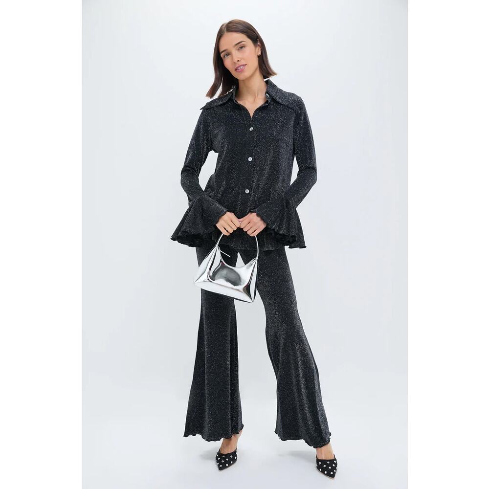 Sleeper Black Metallic Knit Pantsuit